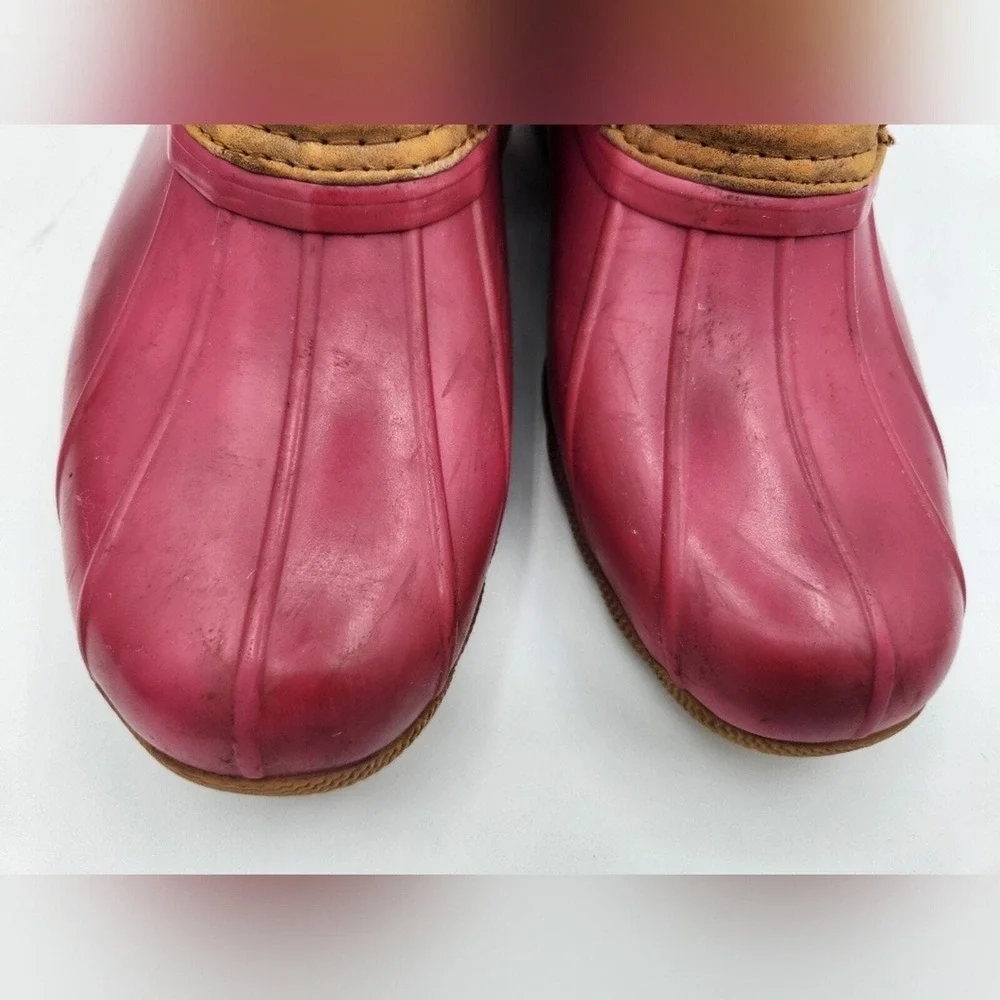 Sperry Top-Sider Duck Boots Pink Tan‎ Lace Up Ankle Boots Rubber Sole Shoes